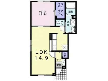 クリスタルピークI(1LDK/1階)の間取り写真