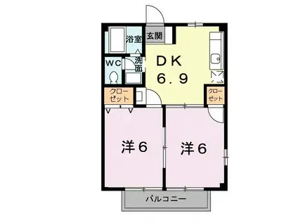エスポアールTH(2DK/2階)の間取り写真