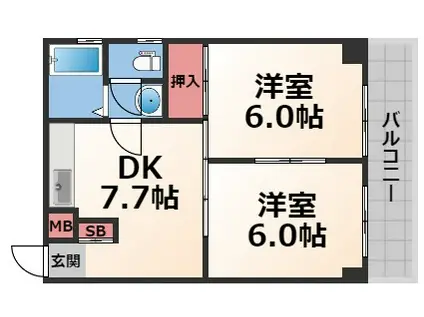 メゾン長田(2DK/8階)の間取り写真