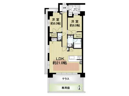 パデシオン伏見稲荷(2LDK/1階)の間取り写真