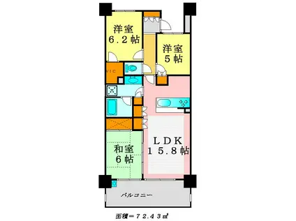 シティハウス柏 イーストコート(3LDK/13階)の間取り写真