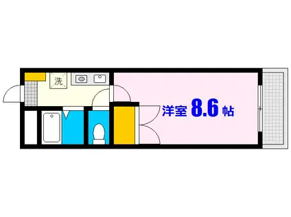 メディアート山根(1K/2階)の間取り写真