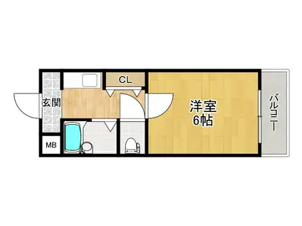 ハーマンション2(1K/1階)の間取り写真