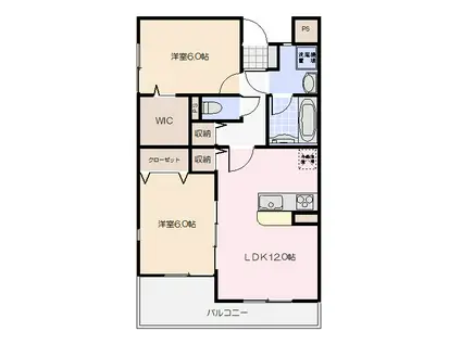 ブルーメ・アカイ(2LDK/1階)の間取り写真