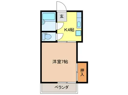 コスモポリス(1K/1階)の間取り写真