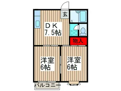 グランプリハイツ(2DK/1階)の間取り写真