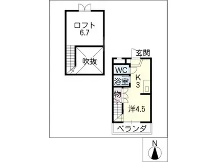 メゾン・ド・ビジュII(1K/3階)の間取り写真