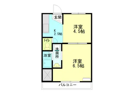 ヴィラナリー小俣 2号棟(2K/3階)の間取り写真