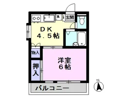 ジュネパレス松戸第42(1DK/2階)の間取り写真