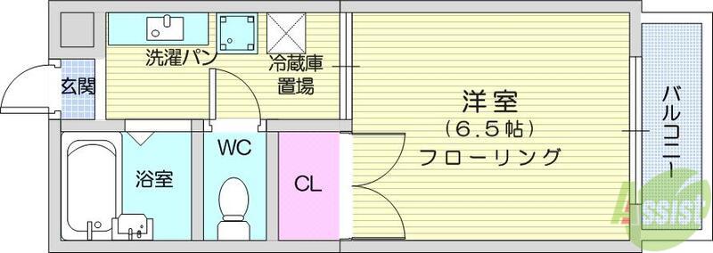 日成ヴィバーチェONE(1K/1階)の間取り写真