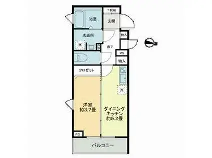 クラリティア池上(1DK/5階)の間取り写真