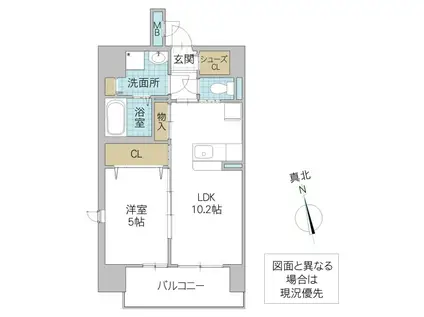 クレアグレイス水戸南町(1LDK/5階)の間取り写真