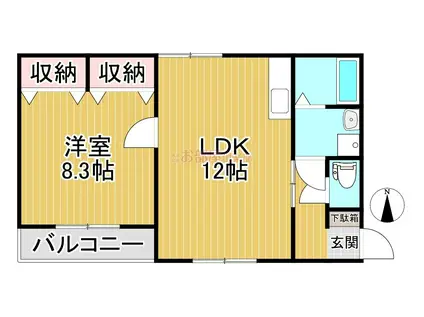GREEN VIEW(1LDK/1階)の間取り写真