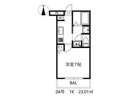 フローレンス魚崎北町Ⅱ(1K/2階)の間取り写真