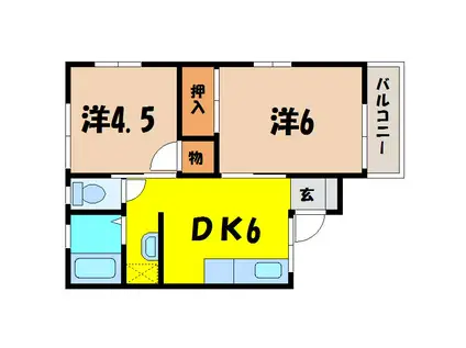 シティハイムハヤシ(2DK/1階)の間取り写真