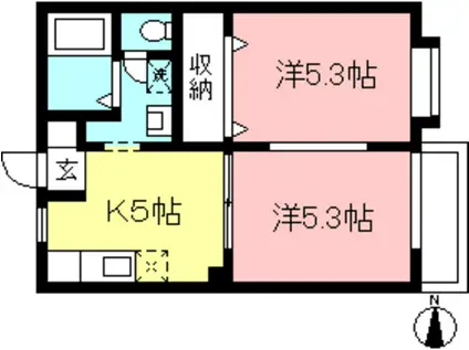 グランシード府中(2K/2階)の間取り写真