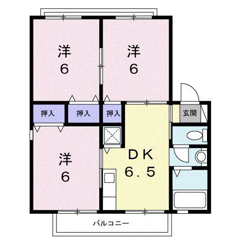 ヴィラたかせ(3DK/2階)の間取り写真