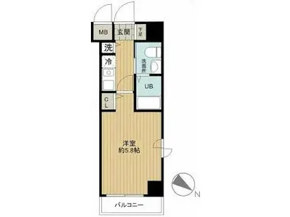 グリフィン横浜・ベイブリーズ(1K/7階)の間取り写真