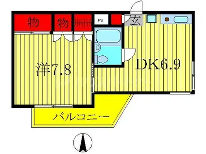 コスモ金町(1DK/4階)の間取り写真
