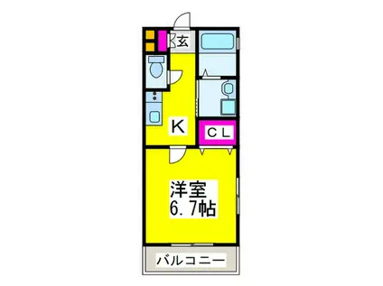 フィアスコート中百舌鳥II(1K/1階)の間取り写真