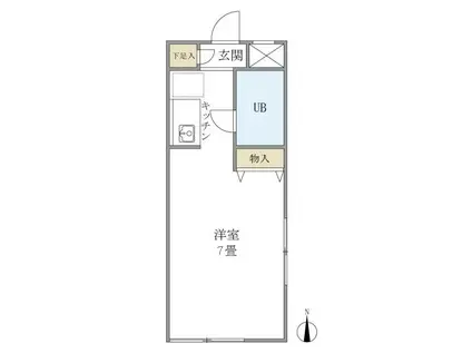 ブルークレール・K(ワンルーム/1階)の間取り写真