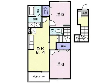 アレーナII(2DK/2階)の間取り写真