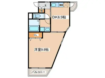グリーンシンフォニ-ビル(1DK/4階)の間取り写真