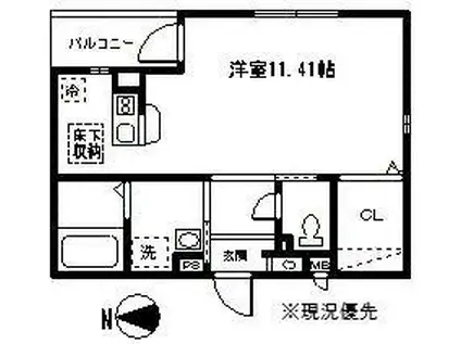 キャッスル新羽(ワンルーム/1階)の間取り写真