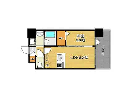 エステムコート難波ウエストサイドVIIIエクシーナ(1LDK/9階)の間取り写真
