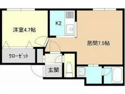 ツインズ南8条伍番館(1LDK/3階)の間取り写真