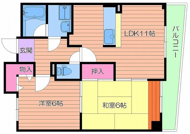 フレアコート京橋(2LDK/6階)の間取り写真