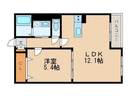 ハートフルヨシダ(1LDK/1階)の間取り写真