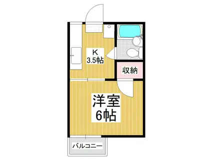 カーサ桐(1K/2階)の間取り写真