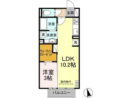 プランドールB(1LDK/1階)の間取り写真