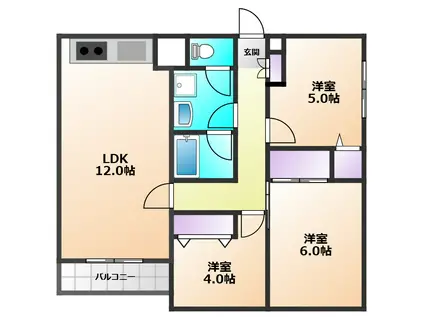 JUN青葉町コート(3LDK/2階)の間取り写真