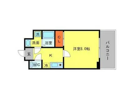 ローレル関大前(1K/3階)の間取り写真