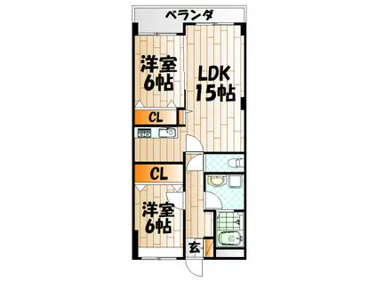 LE GRAND BLEU(2LDK/2階)の間取り写真