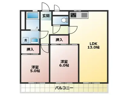 センチュリーコウワ(2LDK/3階)の間取り写真