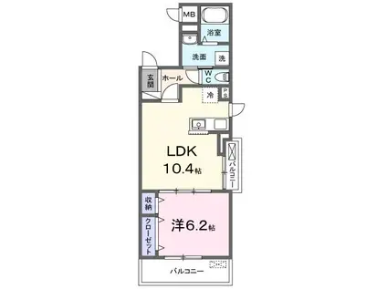白子2丁目アパート(1LDK/3階)の間取り写真