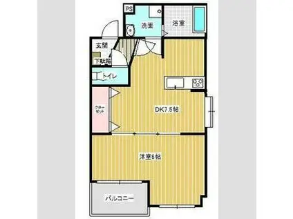 エスペランサ(1DK/2階)の間取り写真