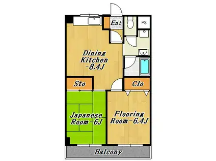 フローラ北葛西(2LDK/3階)の間取り写真
