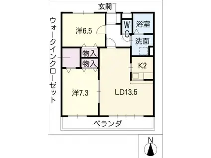 GREEN HILLS AZAREA(2LDK/2階)の間取り写真
