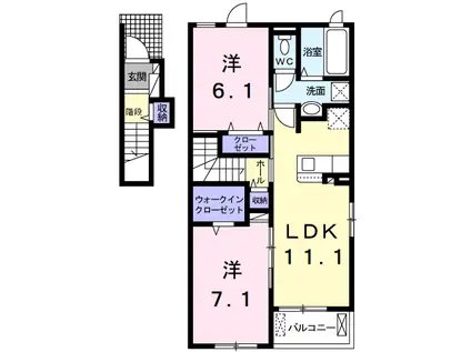 アベニールカルミア(2LDK/2階)の間取り写真