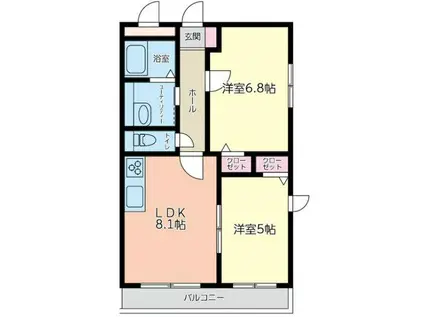 エレンシア(2LDK/3階)の間取り写真