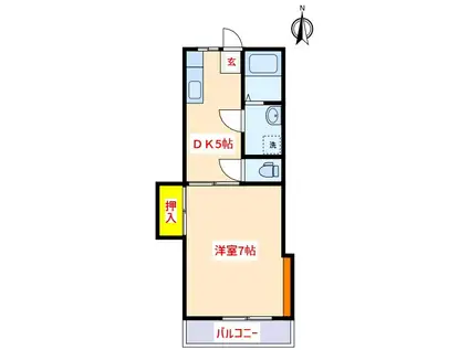 府中ハイツ(1DK/1階)の間取り写真