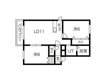 レイシス伏古 I(2LDK/2階)の間取り写真
