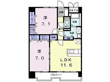 PLEASURES(2LDK/9階)の間取り写真