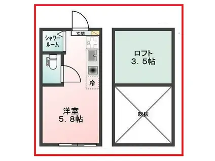 グランツ町屋I(ワンルーム/1階)の間取り写真