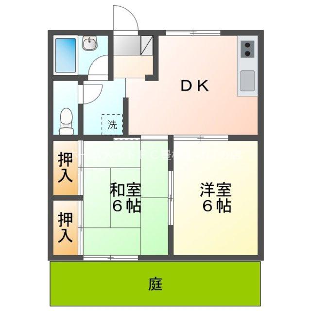 ハラマキハイツF棟(2DK/1階)の間取り写真