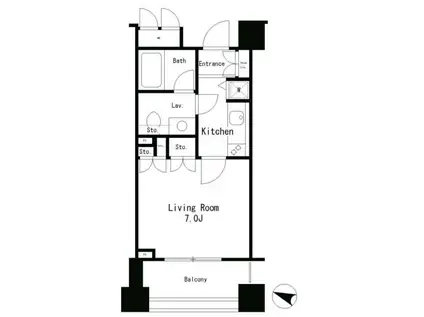 パークアクシス麻布仙台坂(1K/2階)の間取り写真